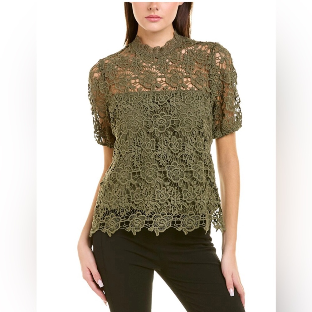 Nanette Lepore Forest Green Lace Blouse